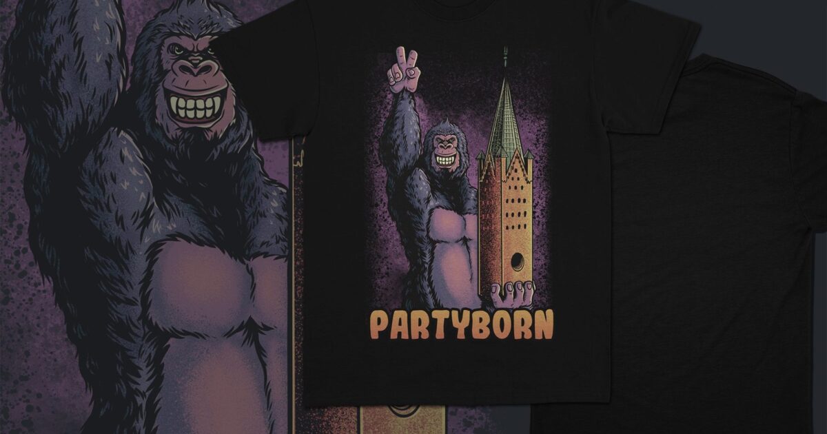 Partyborn Gorilla Paderborn Dom T-Shirt Schwarz Mockup