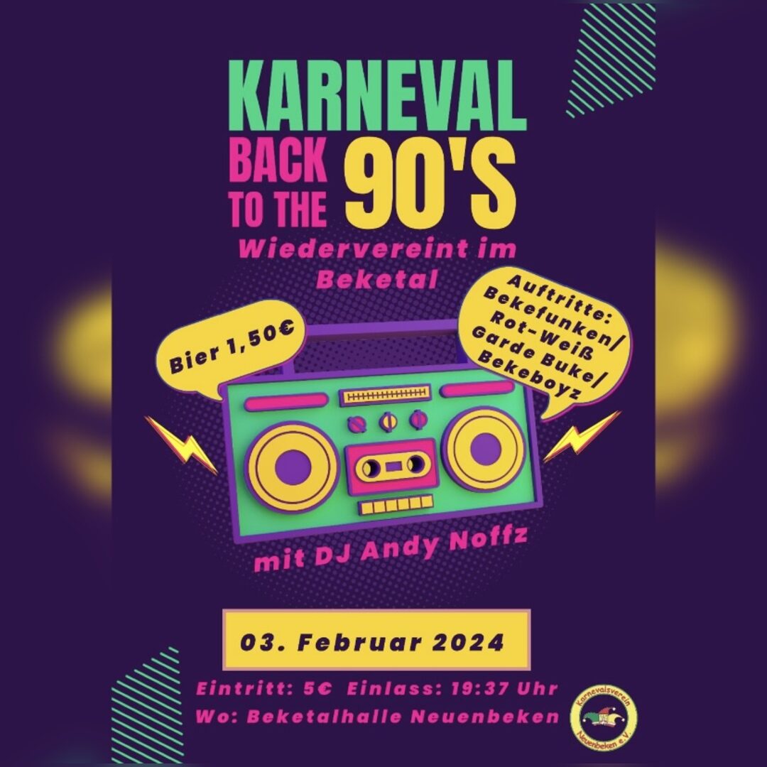 Partyborn Event-Vorschau Karneval - Back to the 90‘s